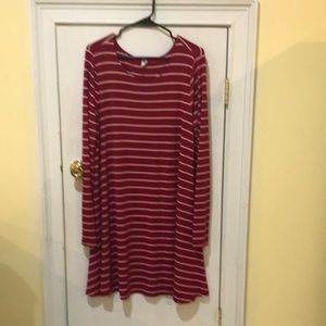 Crimson Red and White Striped Dress